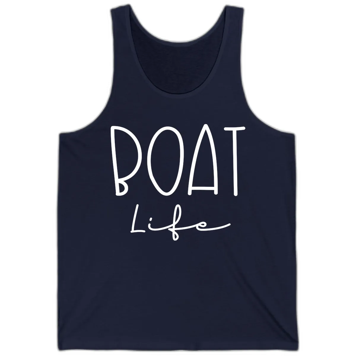 Boat Life Typography Design Tank in Navy