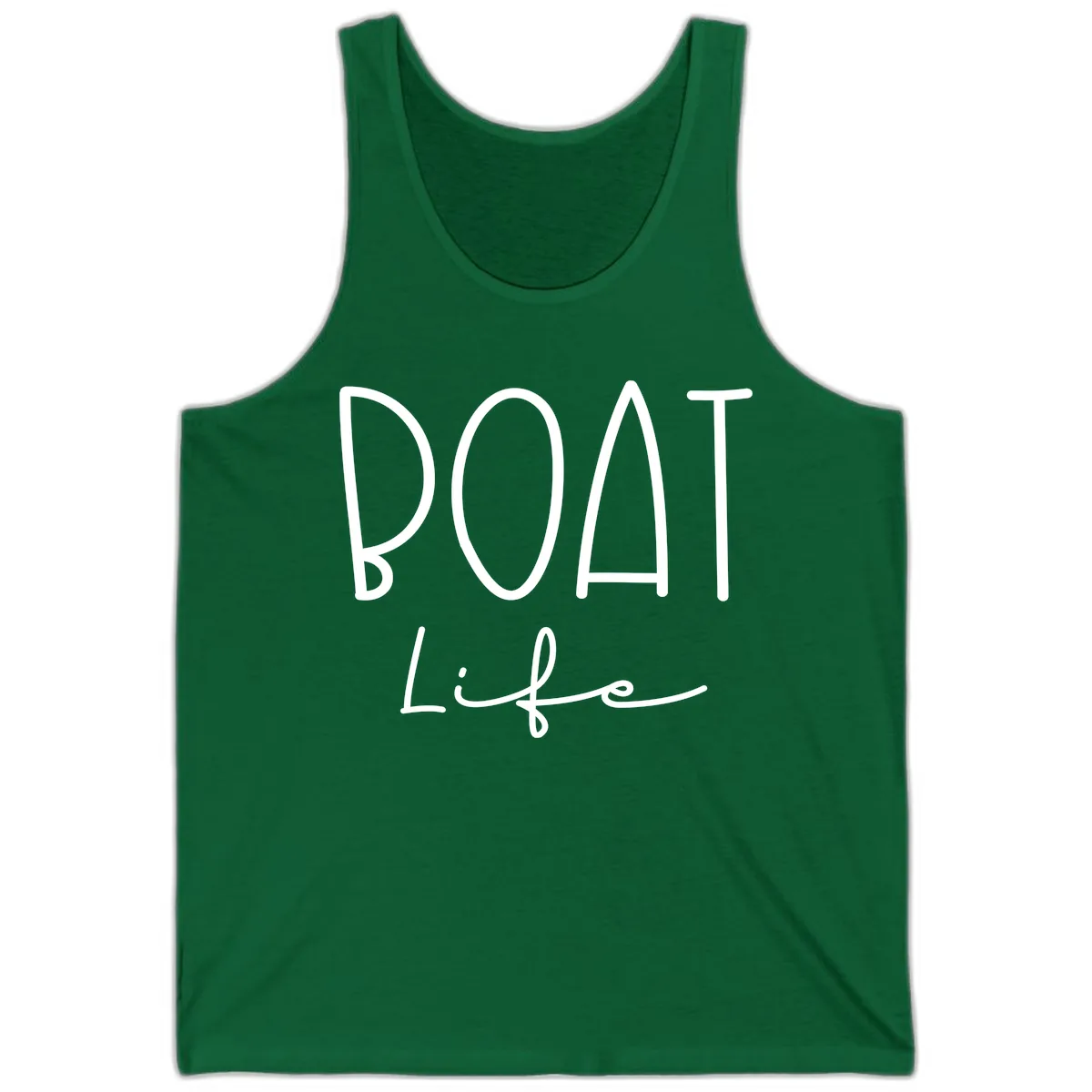 Boat Life Typography Design Tank in Kelly