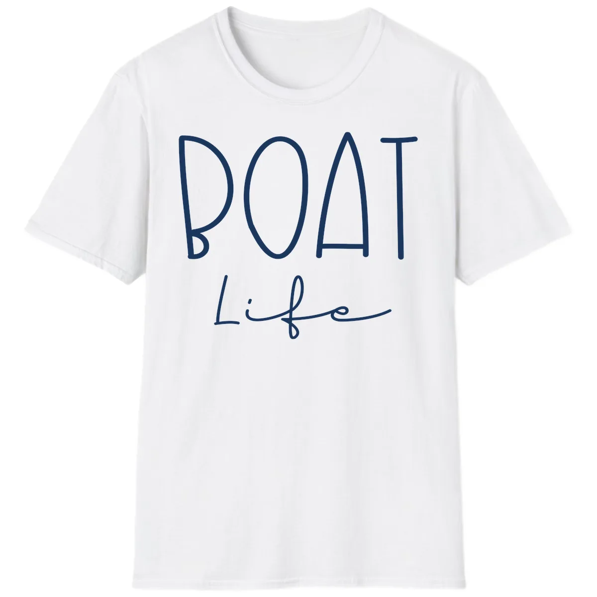 Boat Life Typography Design T-Shirt in White