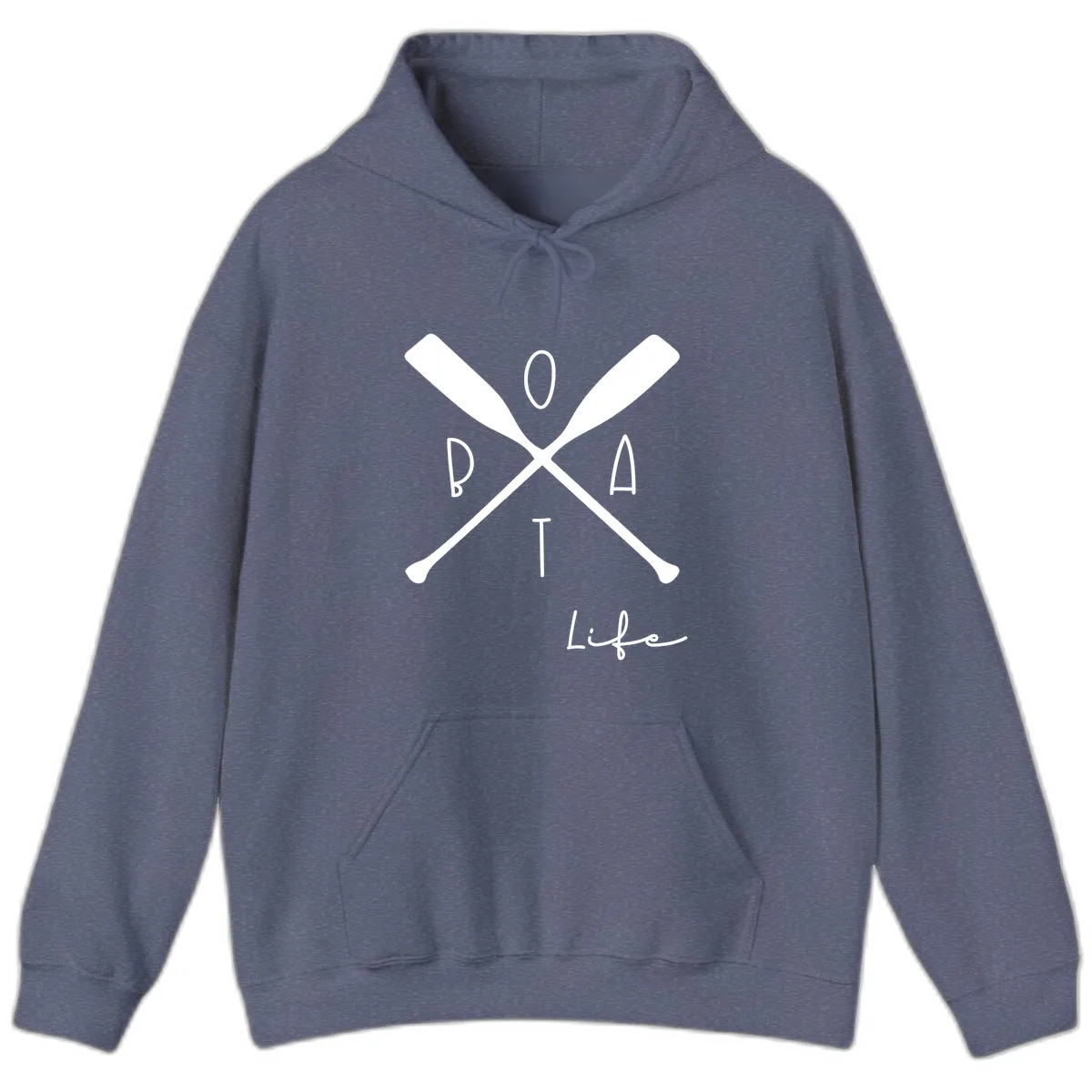 Oar Crossed Boat Life Design Hoodie in Heather Navy