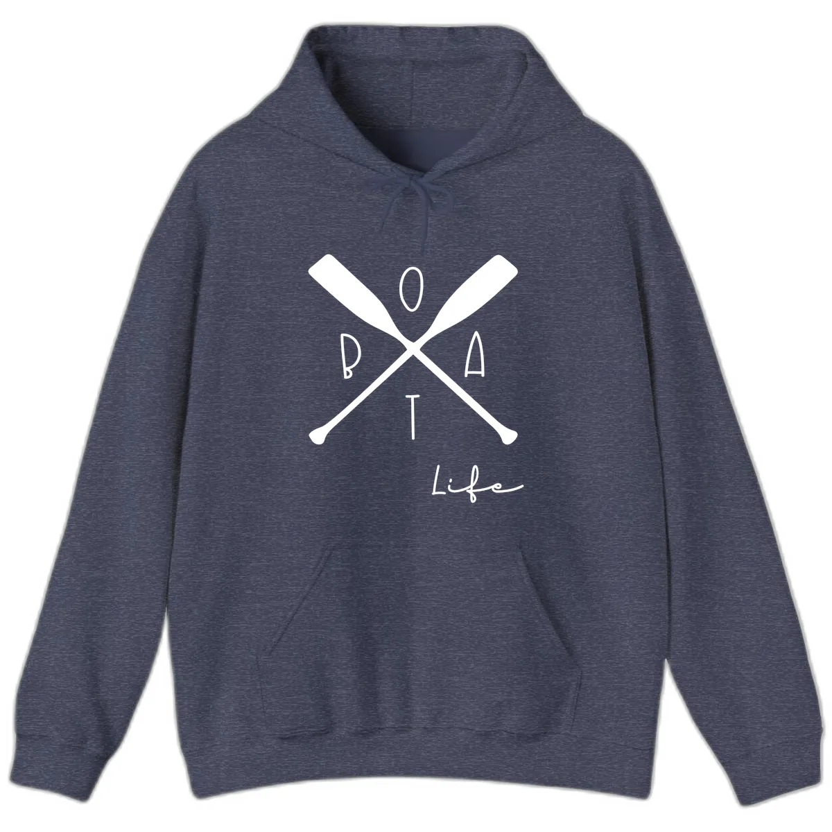 Oar Crossed Boat Life Design Hoodie in Heather Sport Dark Navy