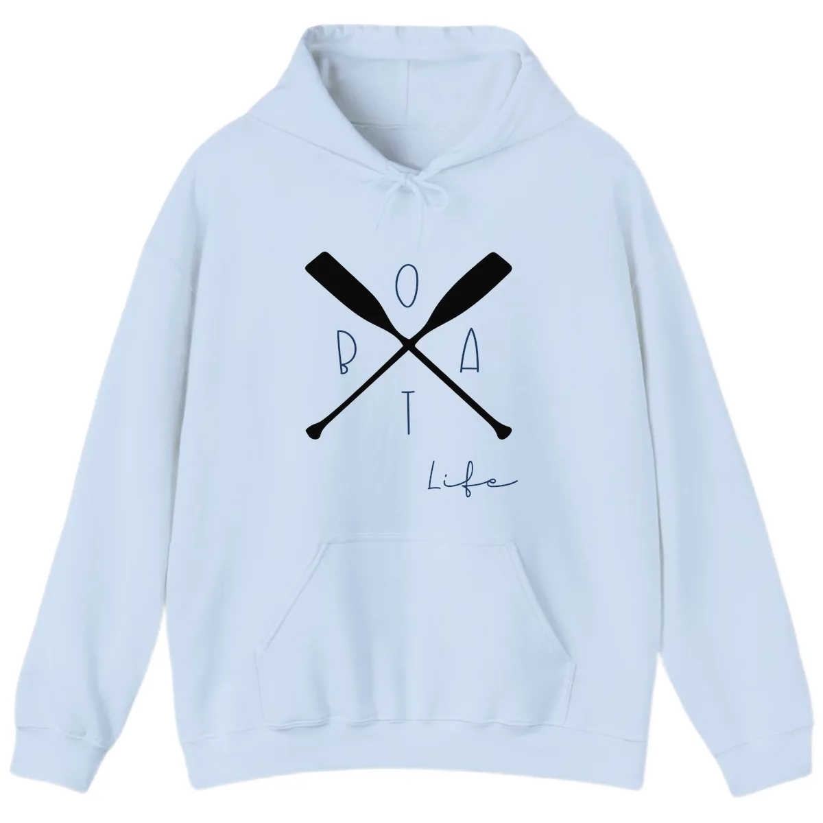 Oar Crossed Boat Life Design Hoodie in Light Blue