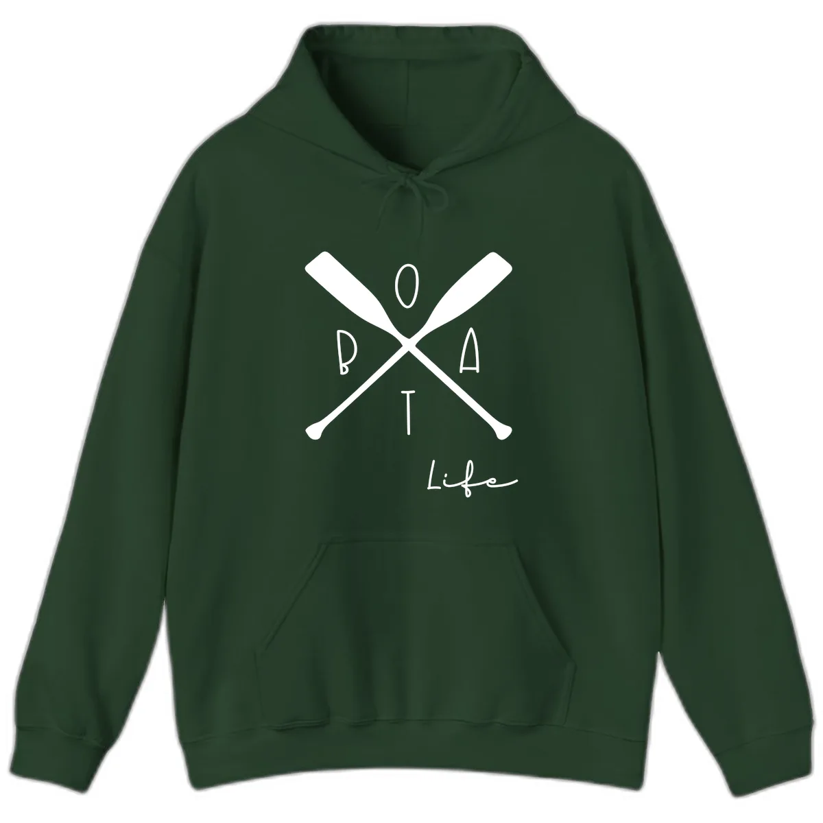 Oar Crossed Boat Life Design Hoodie in Forest Green