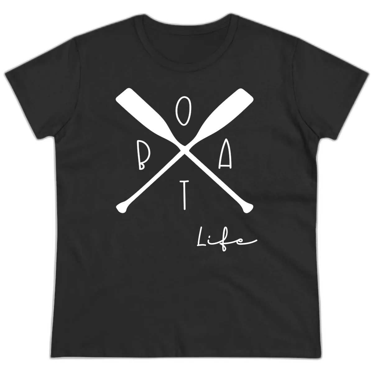 Oar Crossed Boat Life Design Ladies Tee in Black
