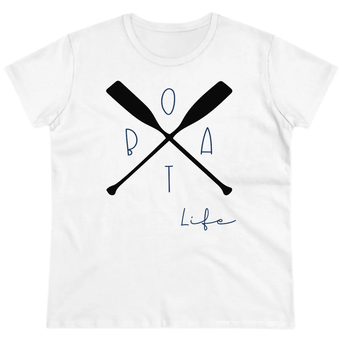 Oar Crossed Boat Life Design Ladies Tee in White