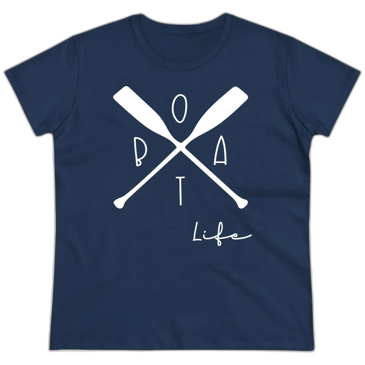 Oar Crossed Boat Life Design Ladies Tee in Navy