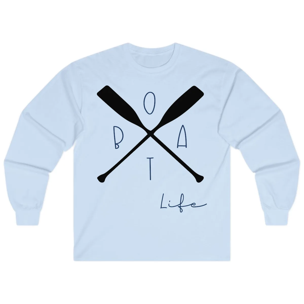 Oar Crossed Boat Life Design Long Sleeve in Light Blue