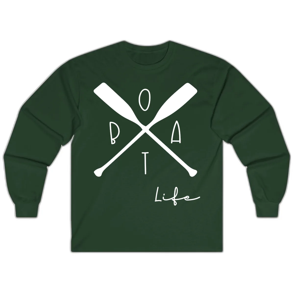 Oar Crossed Boat Life Design Long Sleeve in Forest Green