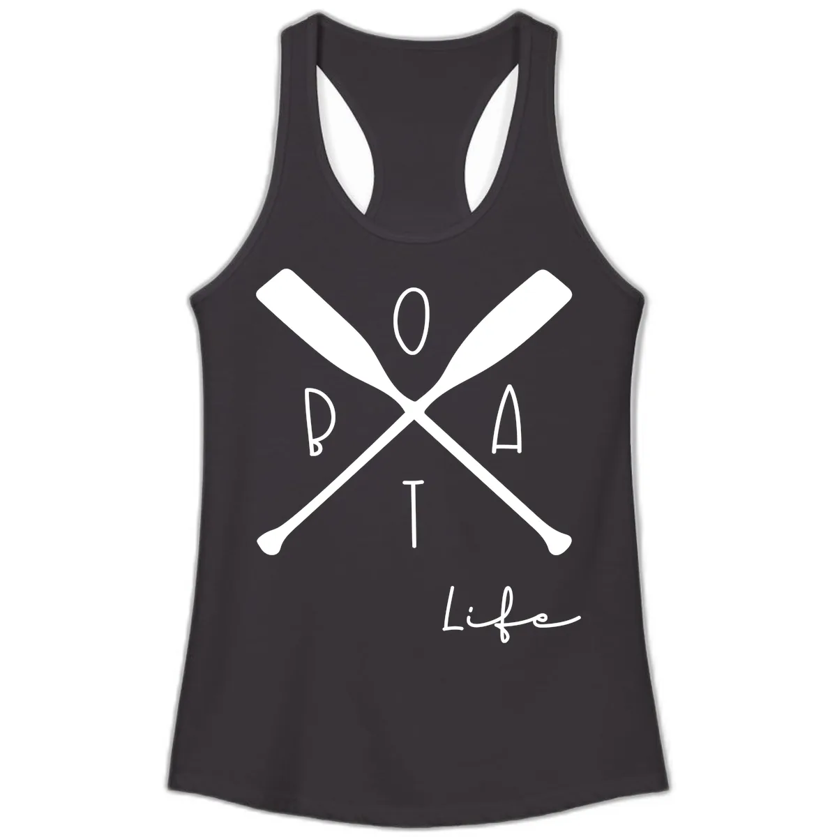 Oar Crossed Boat Life Design Ladies Tank in Black