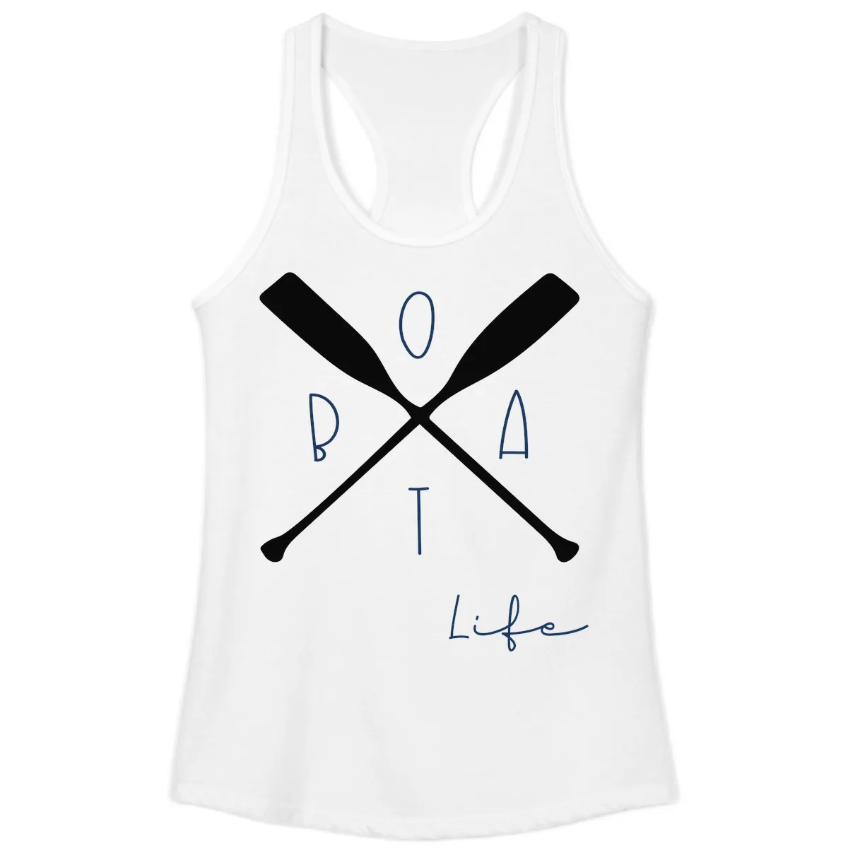 Oar Crossed Boat Life Design Ladies Tank in White