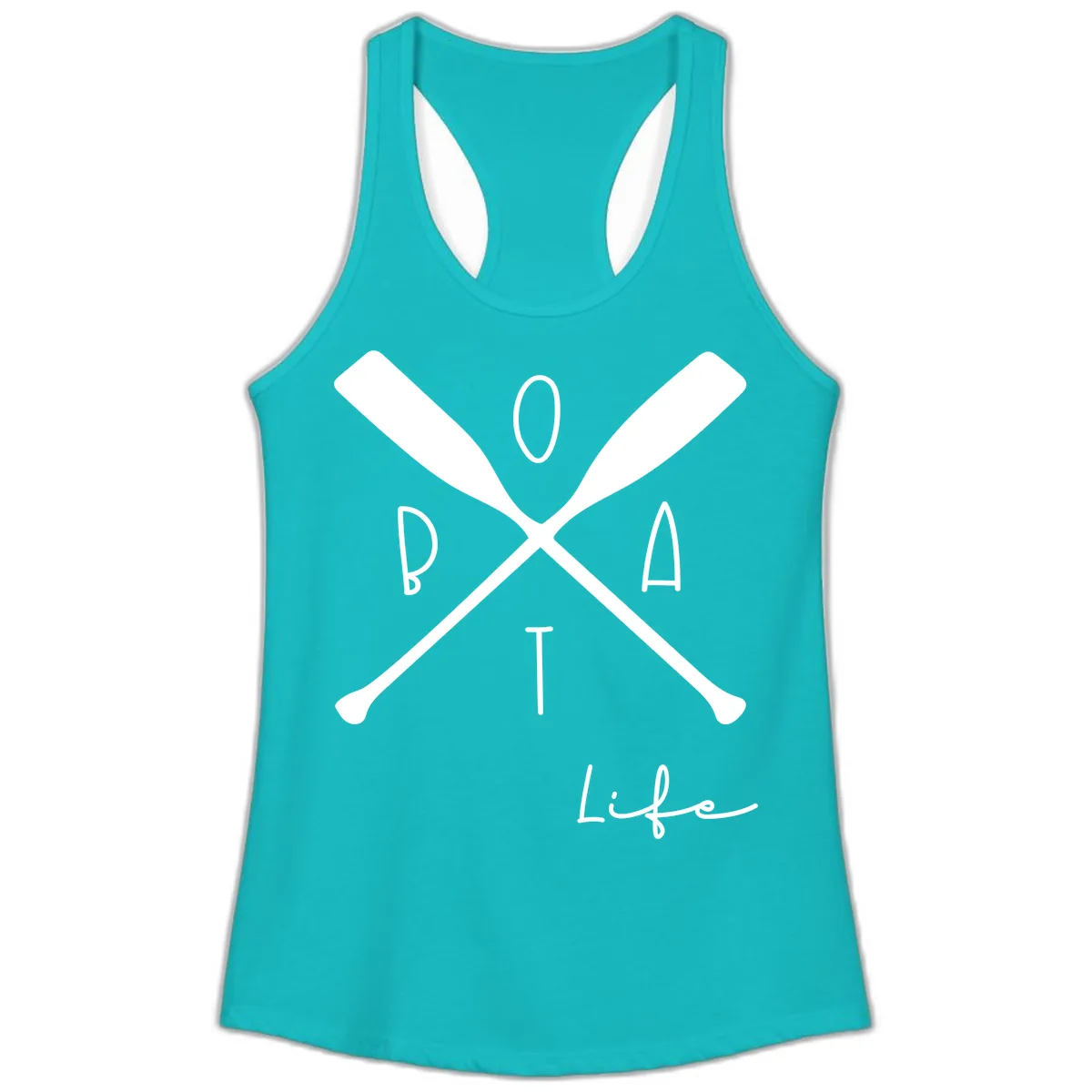 Oar Crossed Boat Life Design Ladies Tank in Tahiti Blue