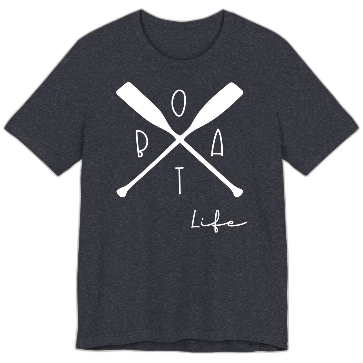 Oar Crossed Boat Life Design Premium T-Shirt in Heather Navy