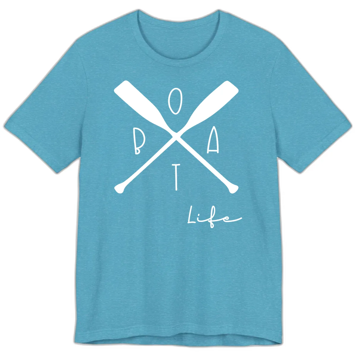 Oar Crossed Boat Life Design Premium T-Shirt in Heather Aqua