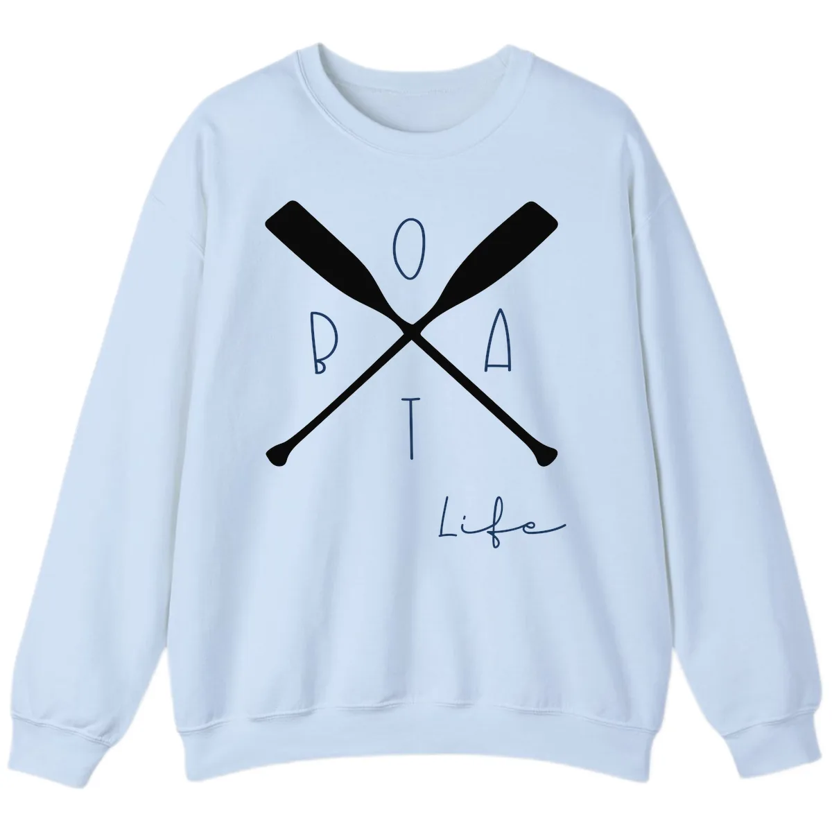 Oar Crossed Boat Life Design Sweatshirt in Light Blue