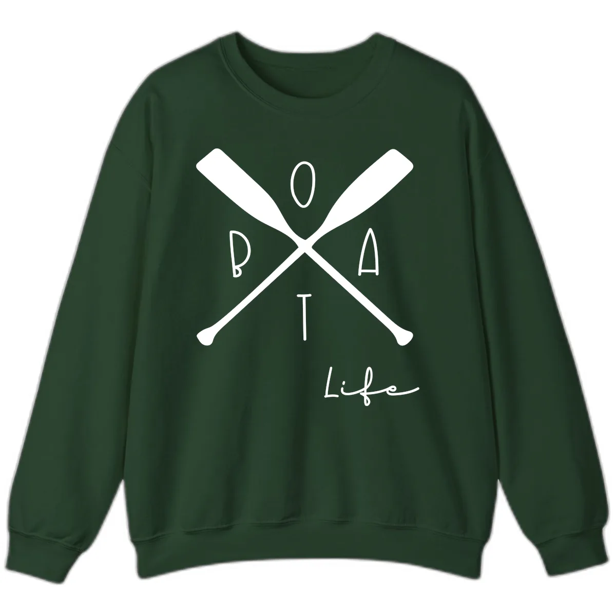 Oar Crossed Boat Life Design Sweatshirt in Forest Green