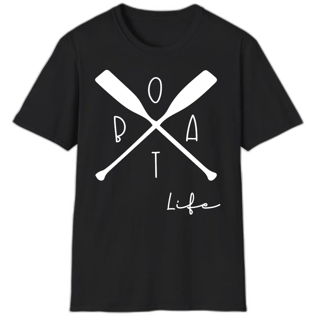 Oar Crossed Boat Life Design T-Shirt in Black