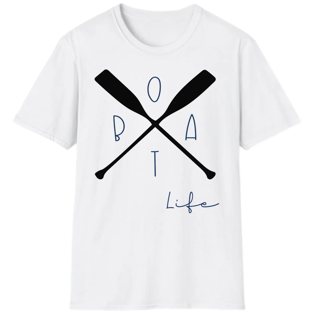 Oar Crossed Boat Life Design T-Shirt in White