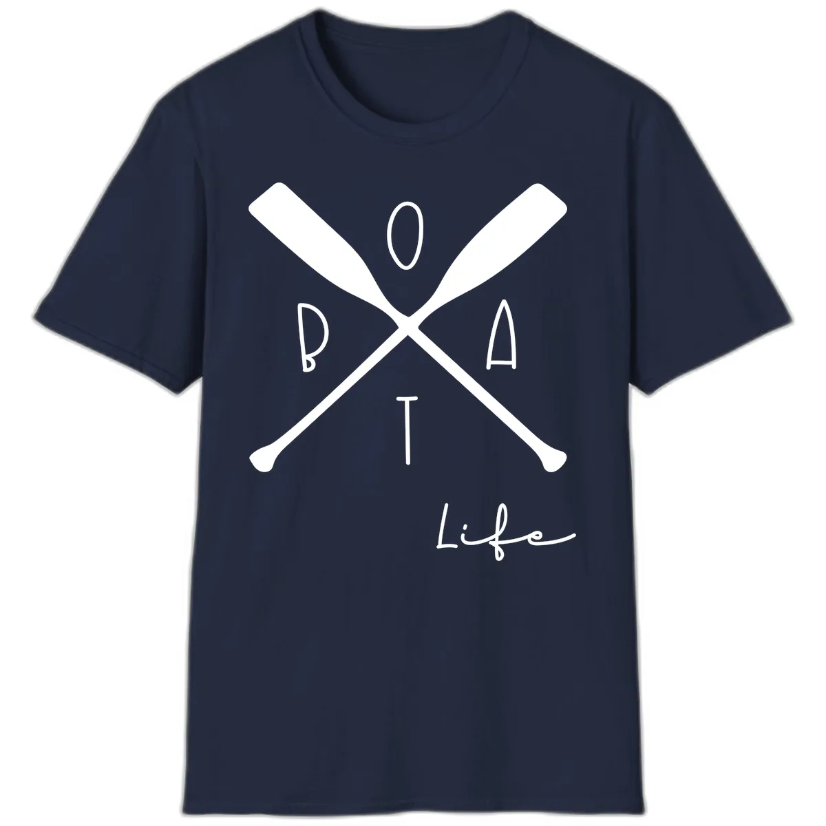 Oar Crossed Boat Life Design T-Shirt in Navy