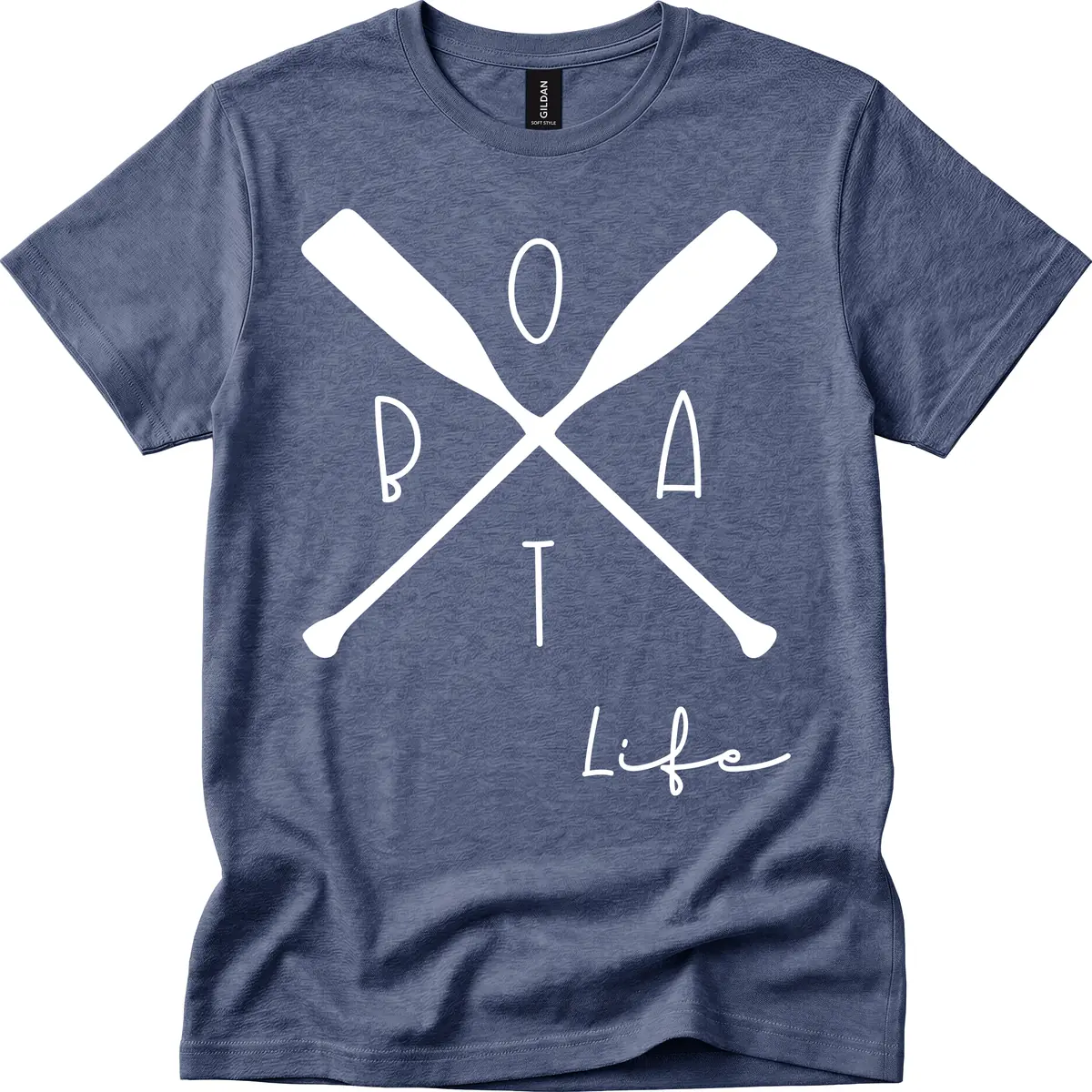 Oar Crossed Boat Life Design T-Shirt in Heather Navy