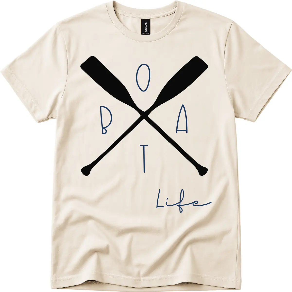 Oar Crossed Boat Life Design T-Shirt in Natural