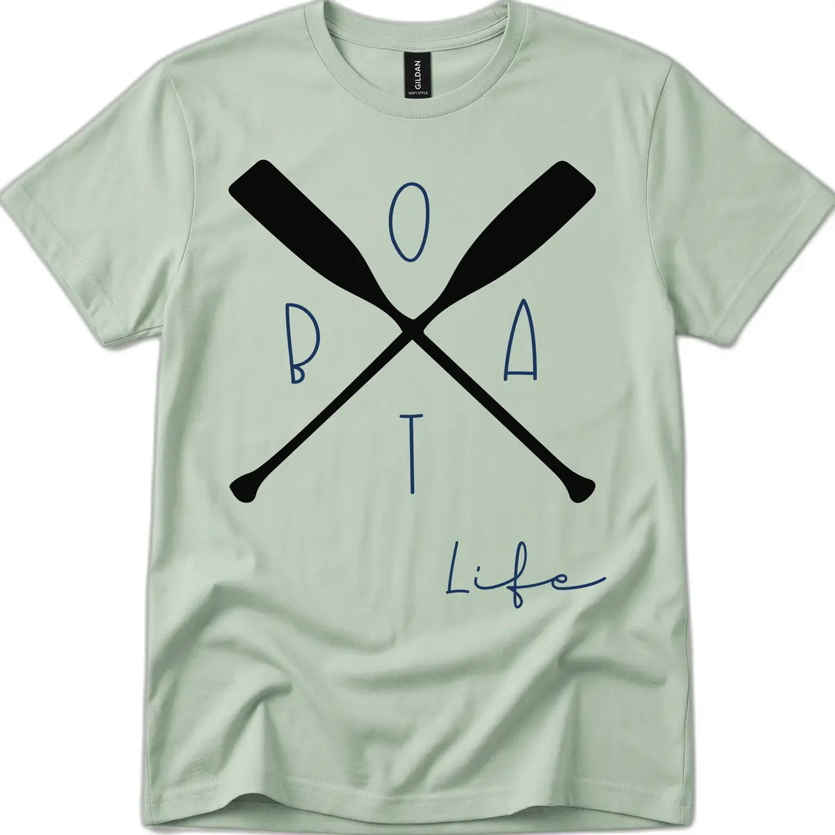 Oar Crossed Boat Life Design T-Shirt in Sage