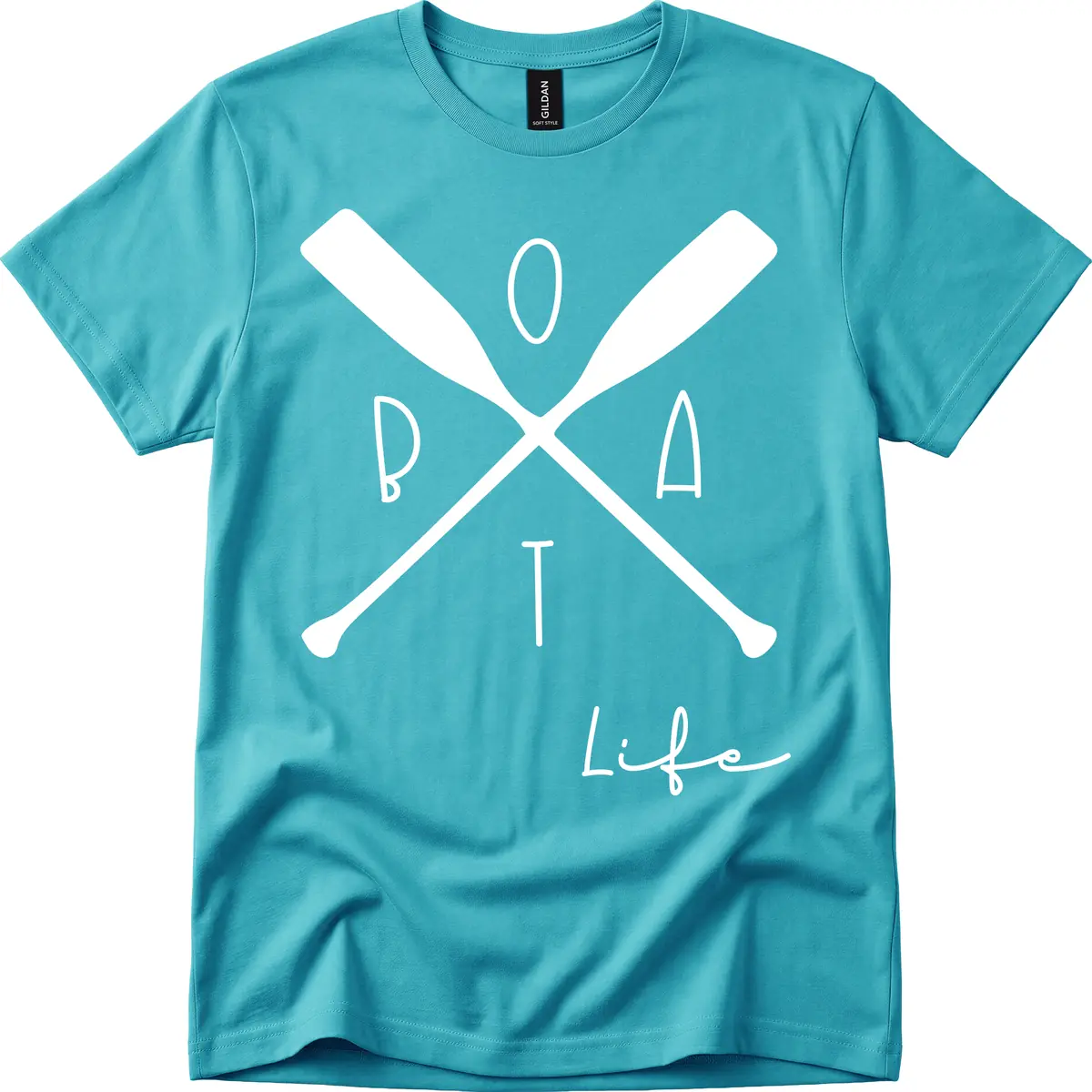 Oar Crossed Boat Life Design T-Shirt in Tropical Blue