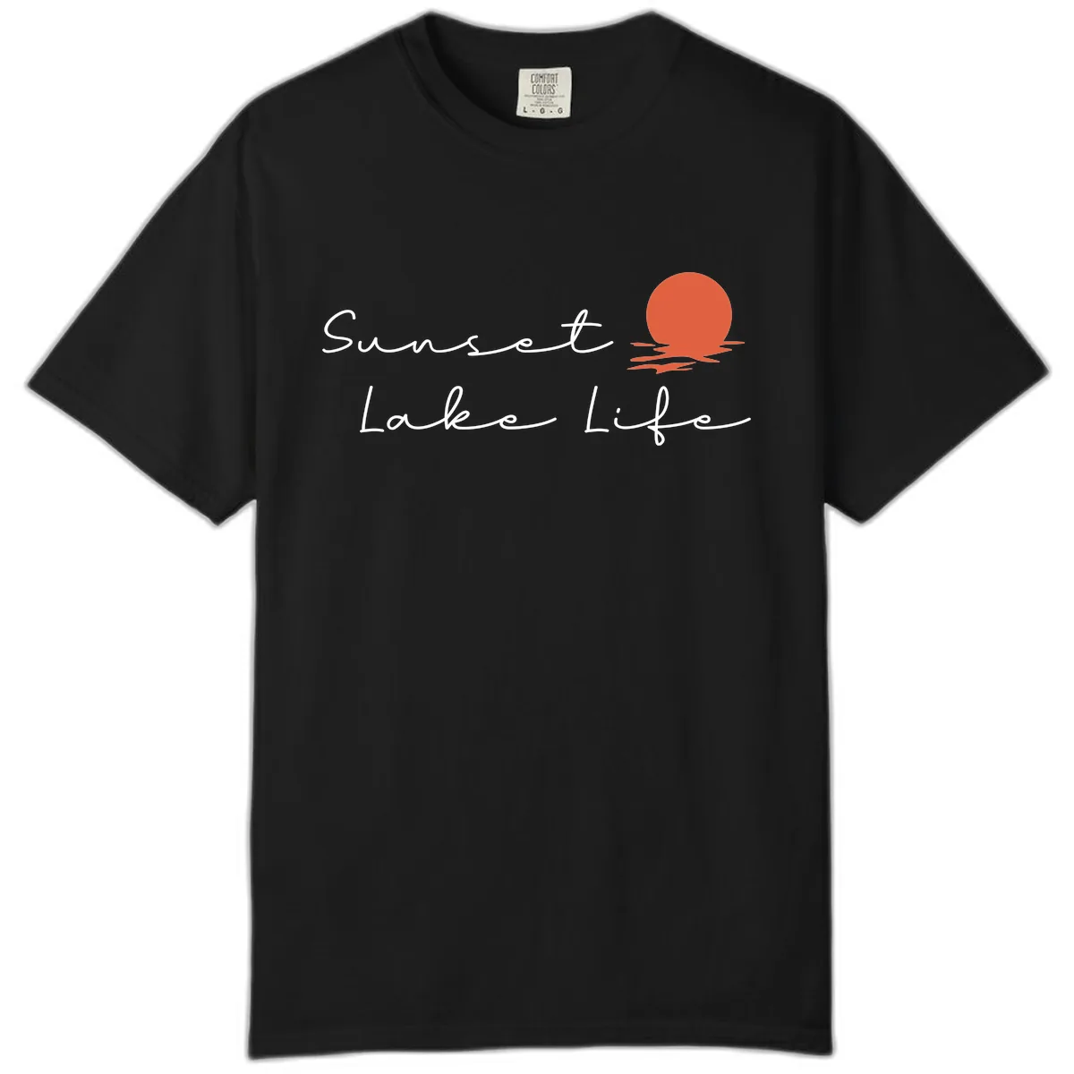 Sunset Lake Life Script Design Comfort Color in Black