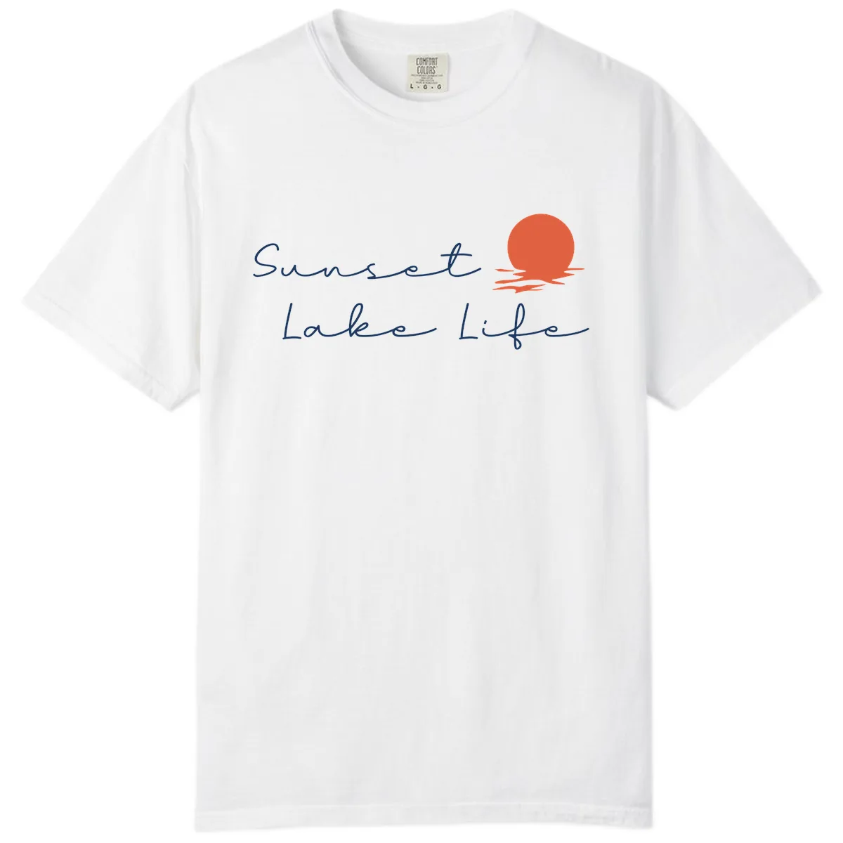 Sunset Lake Life Script Design Comfort Color in White