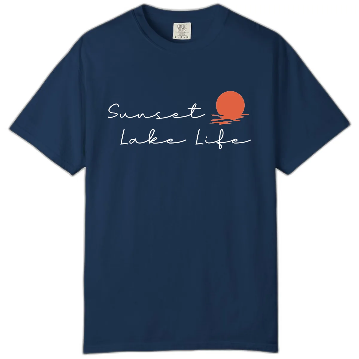 Sunset Lake Life Script Design Comfort Color in Navy