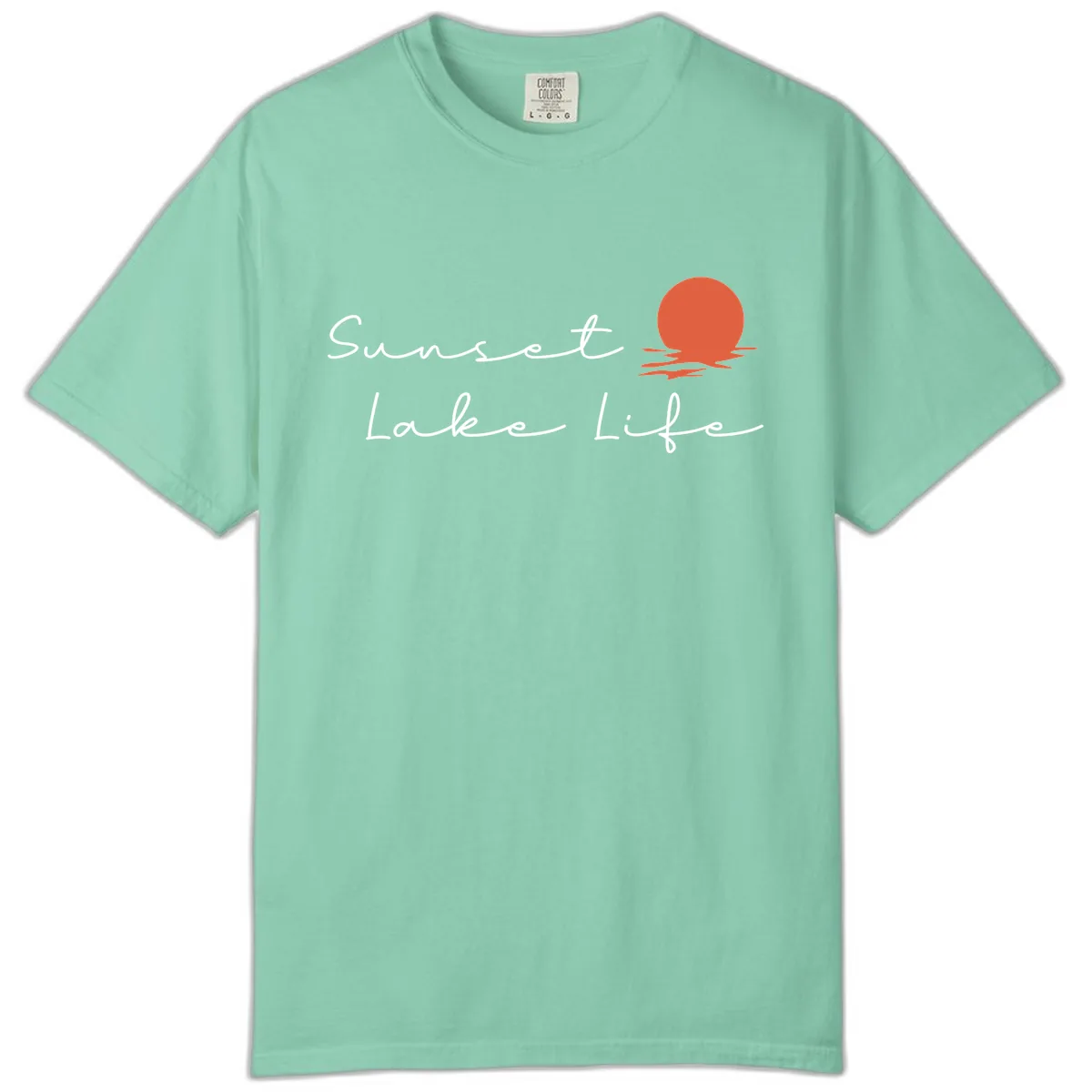 Sunset Lake Life Script Design Comfort Color in Island Reef