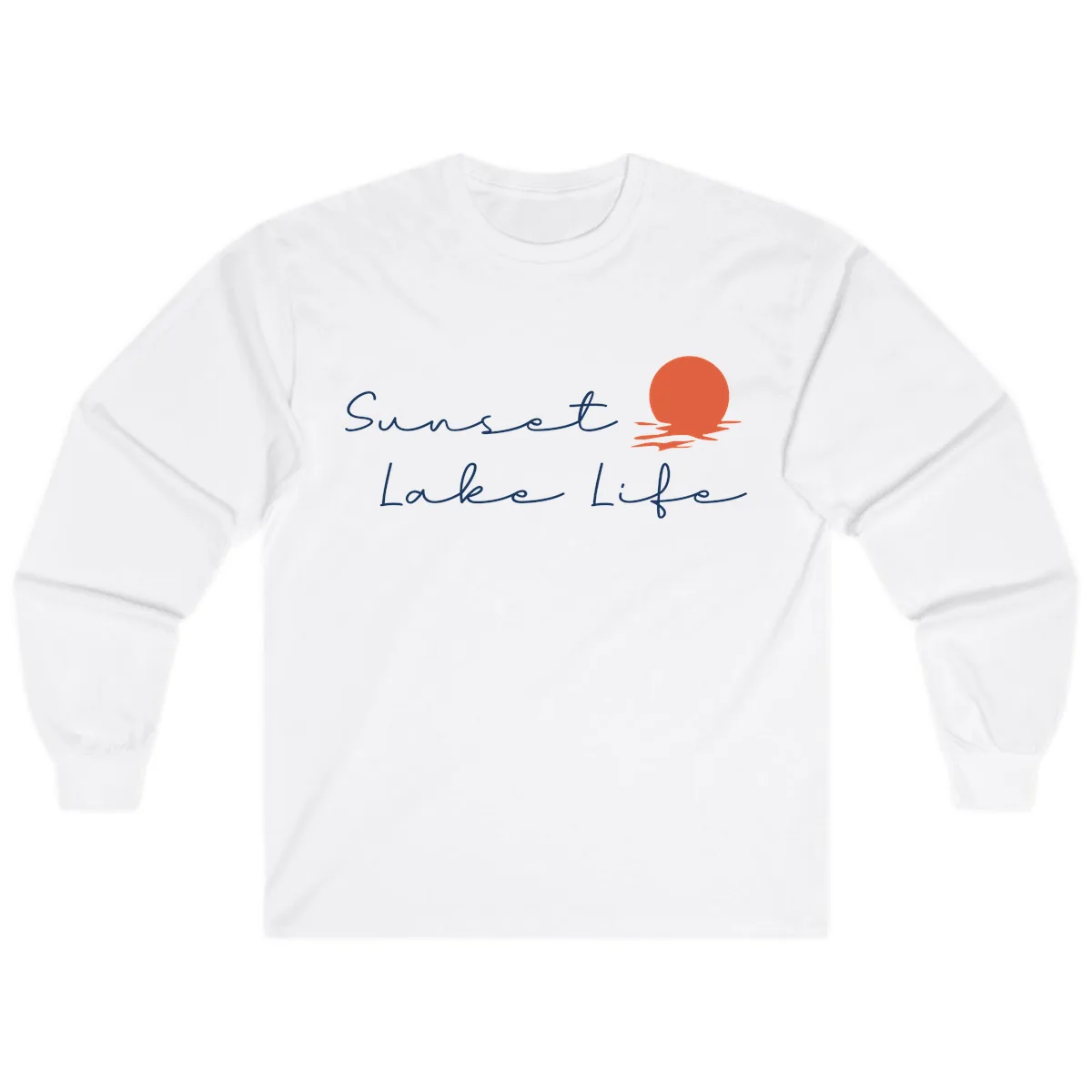 Sunset Lake Life Script Design Long Sleeve in White
