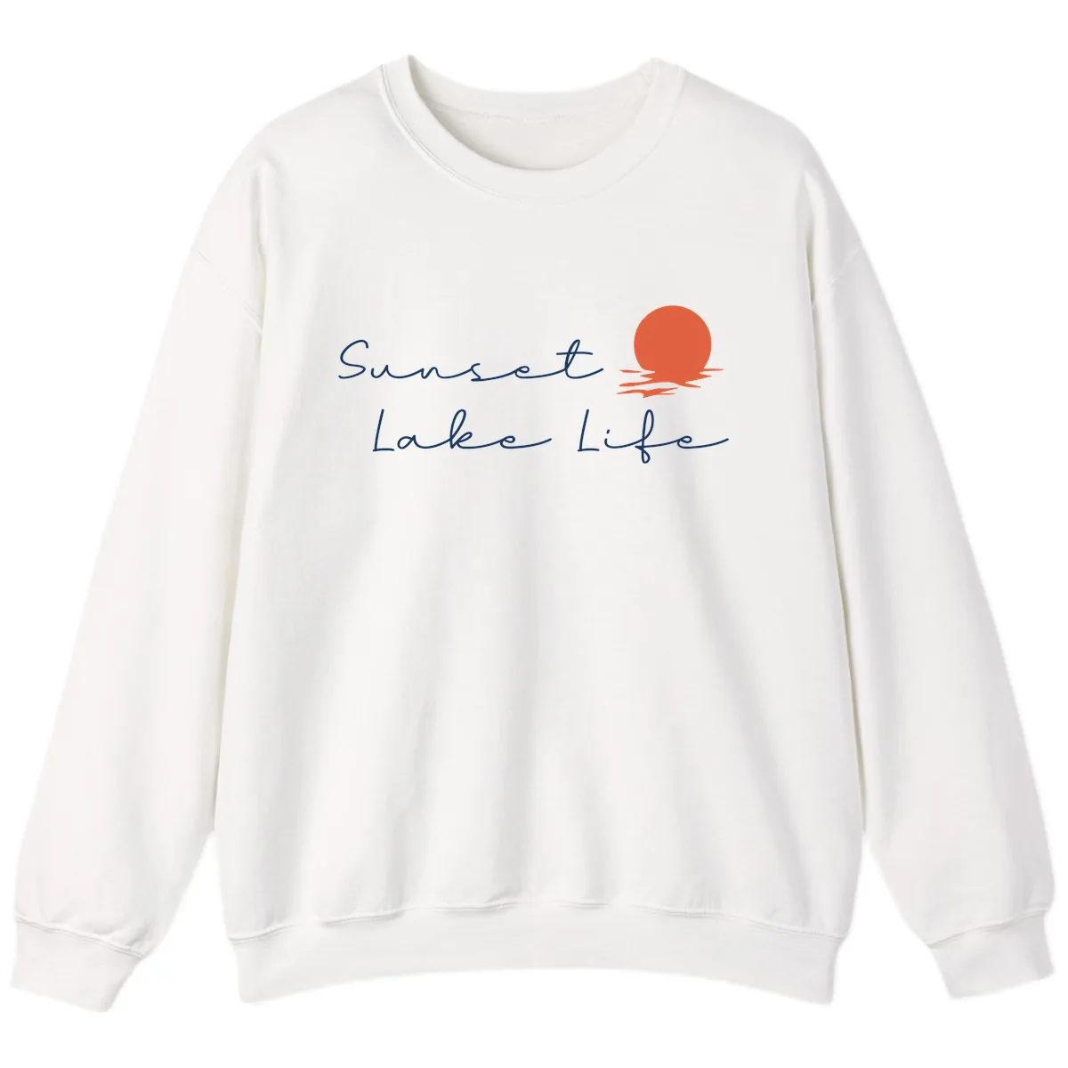 Sunset Lake Life Script Design Sweatshirt in White