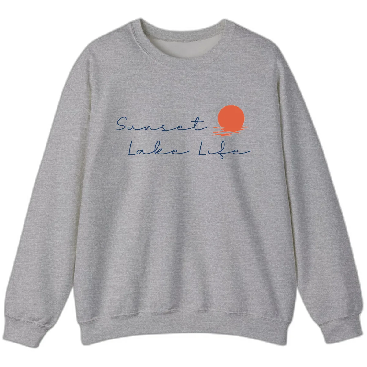 Sunset Lake Life Script Design Sweatshirt in Sport Grey