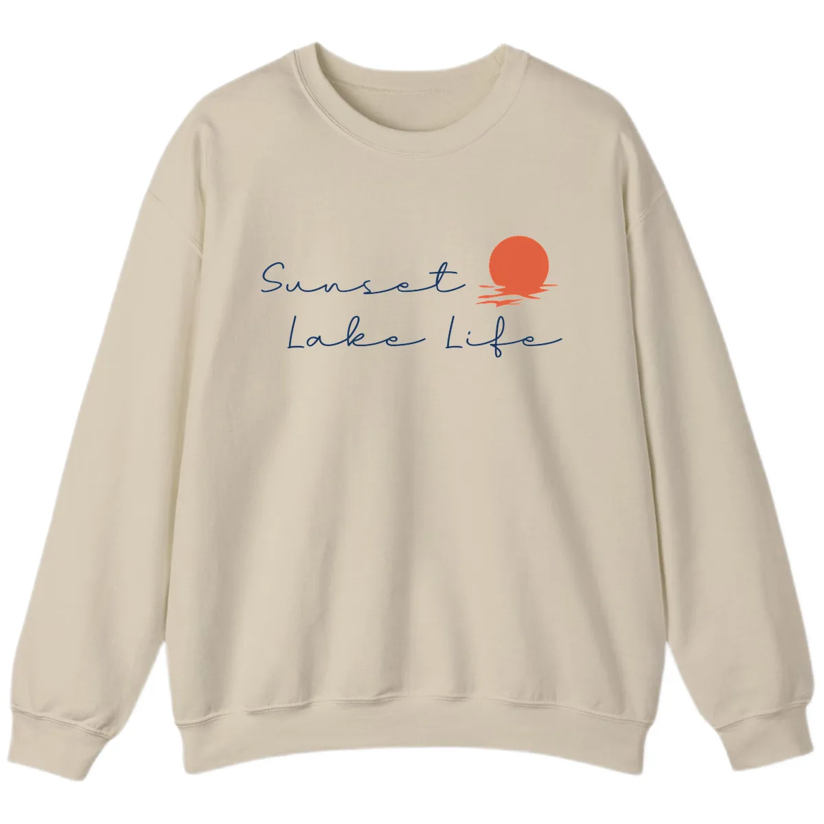 Sunset Lake Life Script Design Sweatshirt in Sand