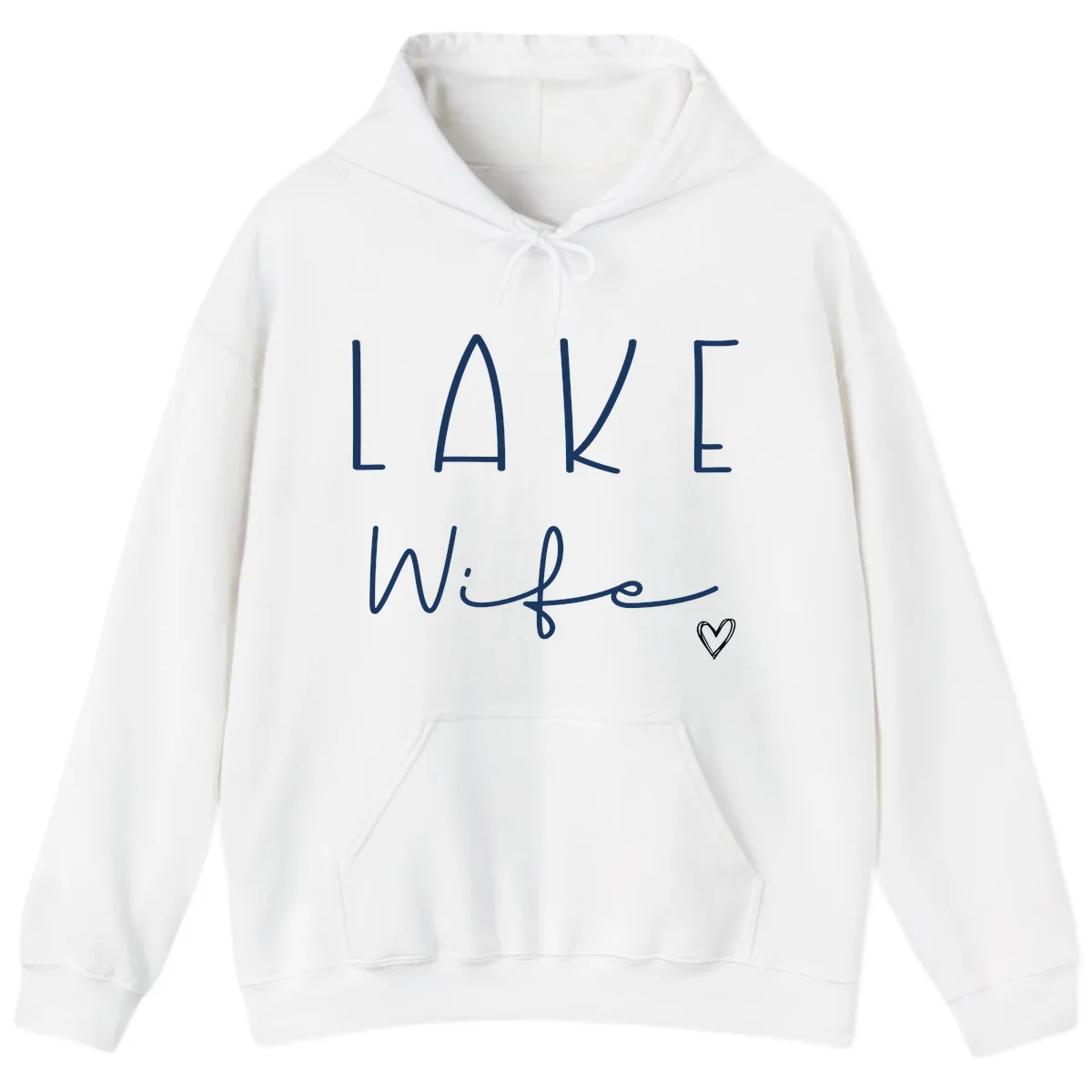 Lake Wife Typography Design Hoodie in White