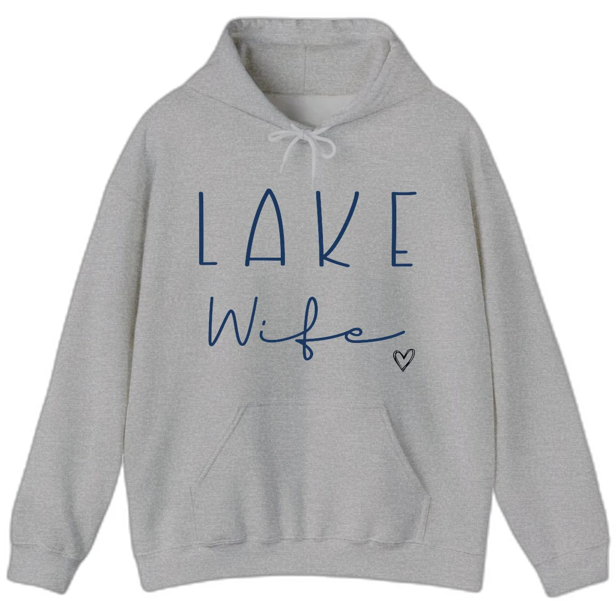 Lake Wife Typography Design Hoodie in Sport Grey