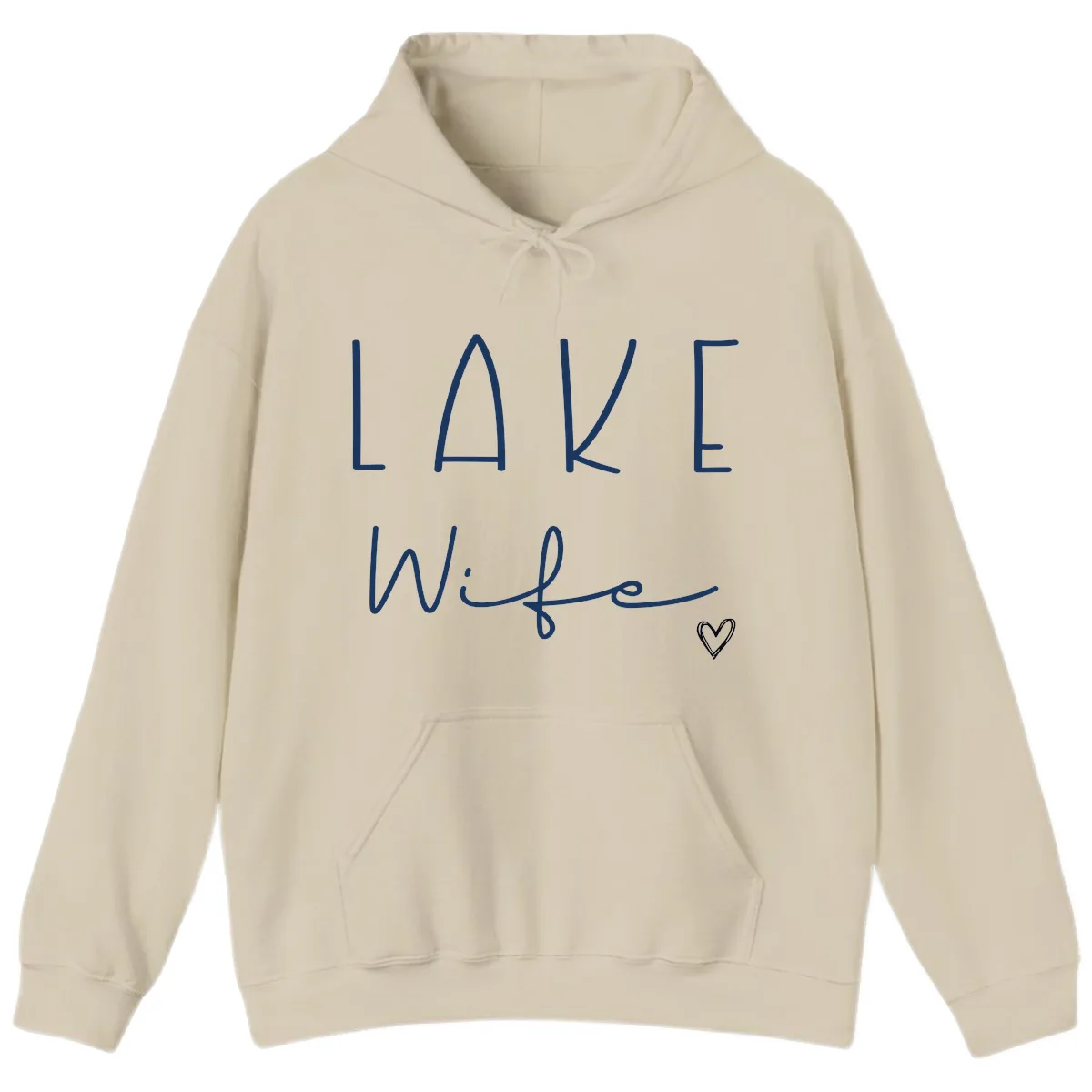 Lake Wife Typography Design Hoodie in Sand