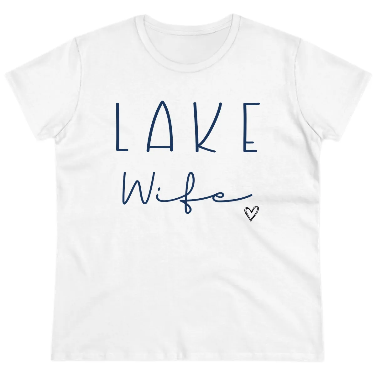 Lake Wife Typography Design Ladies Tee in White