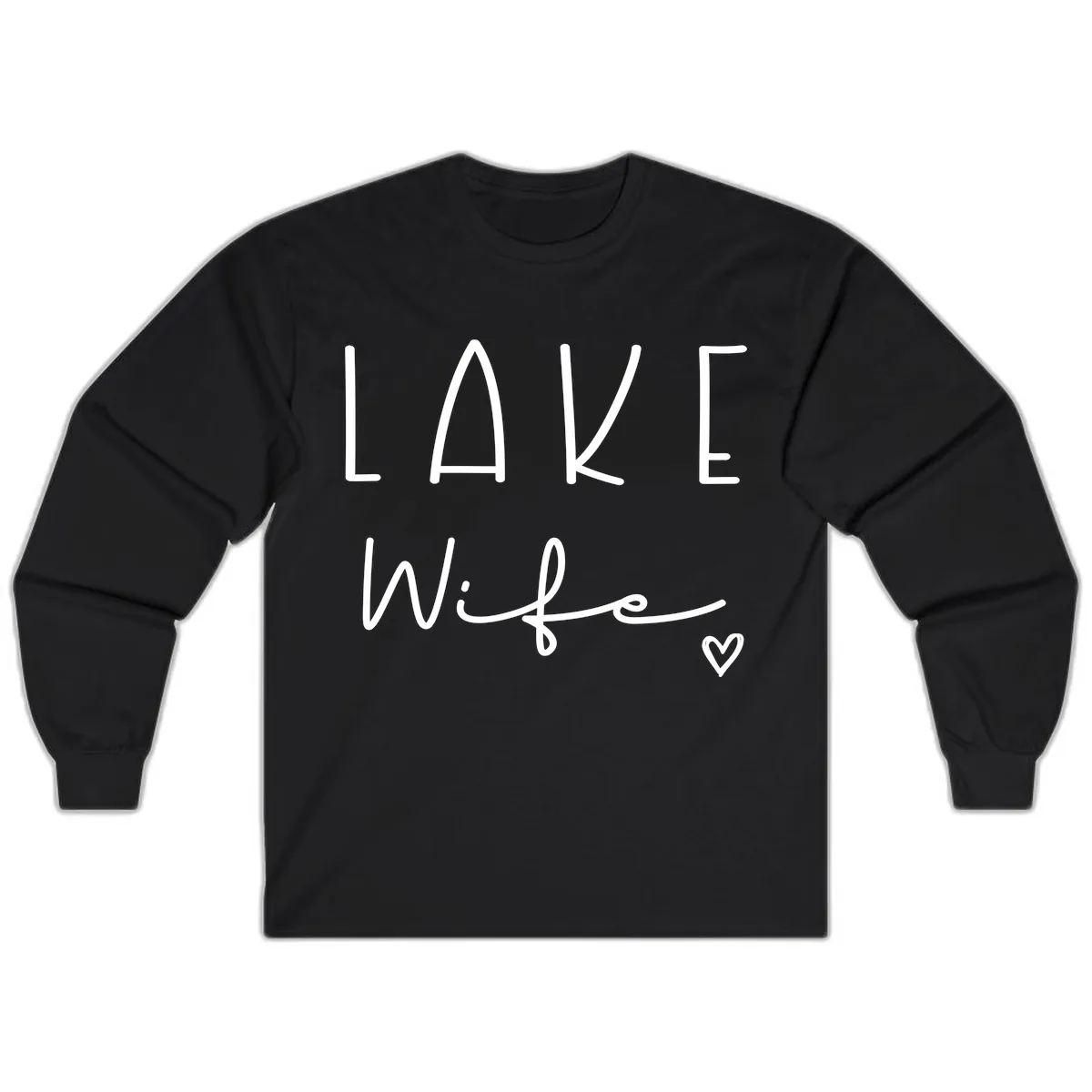 Lake Wife Typography Design Long Sleeve in Black