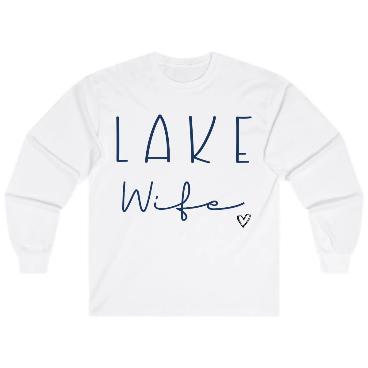 Lake Wife Typography Design Long Sleeve in White
