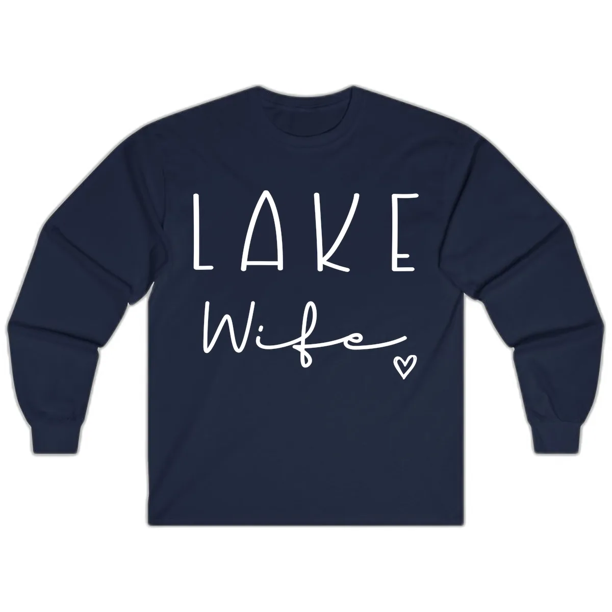 Lake Wife Typography Design Long Sleeve in Navy