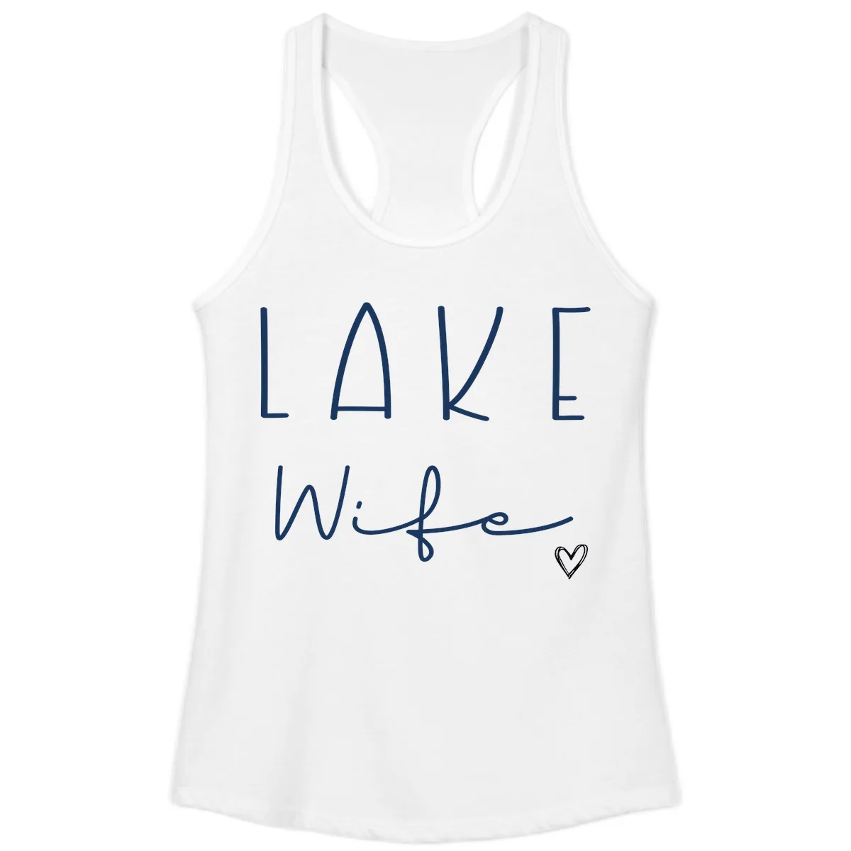 Lake Wife Typography Design Ladies Tank in White