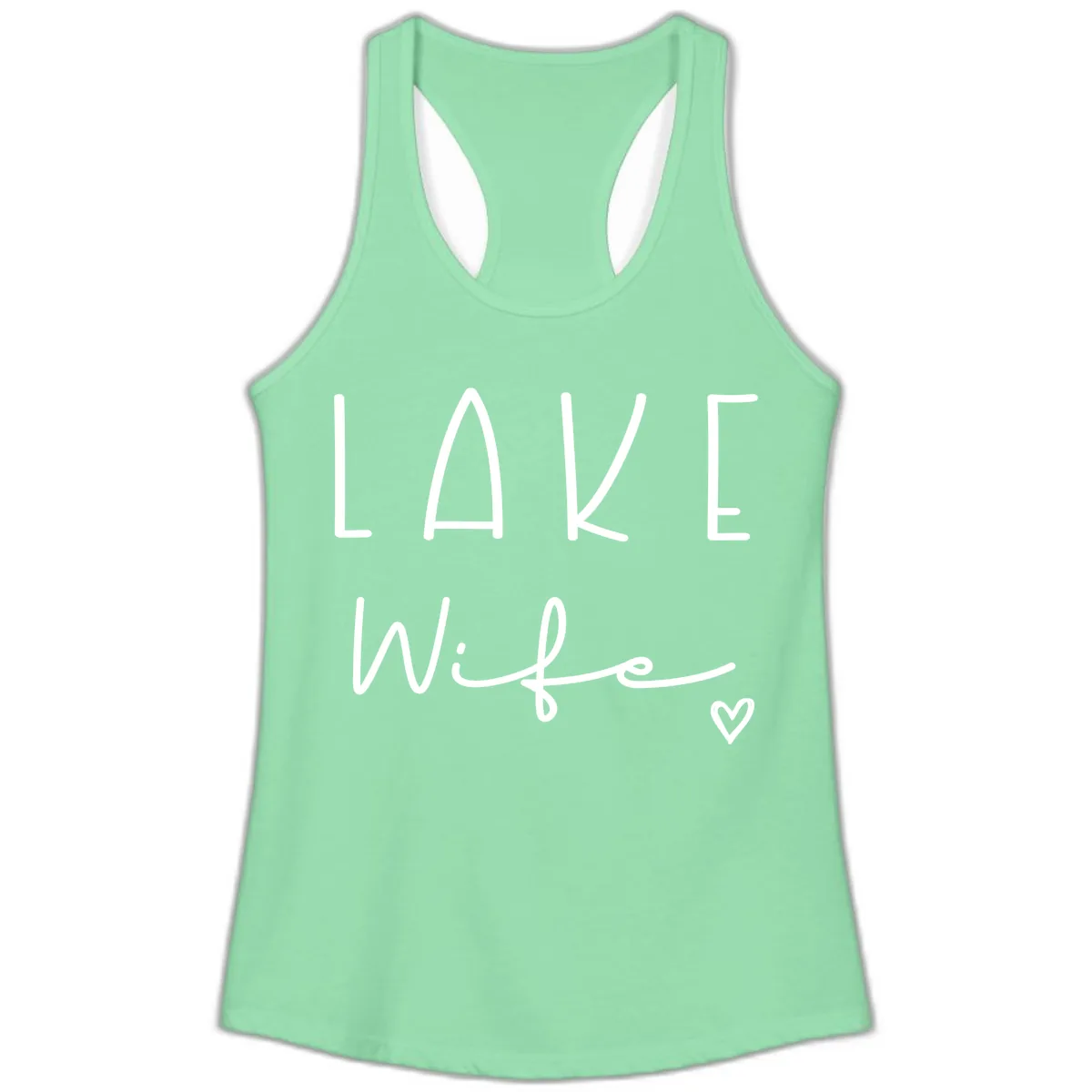 Lake Wife Typography Design Ladies Tank in Solid Mint