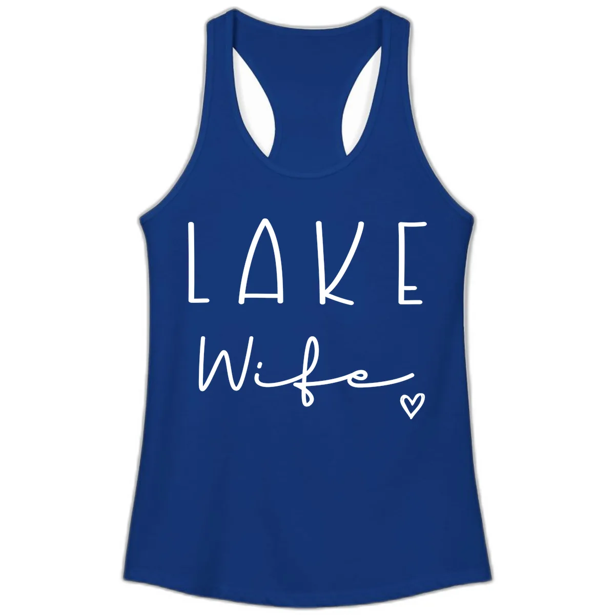 Lake Wife Typography Design Ladies Tank in Solid Royal