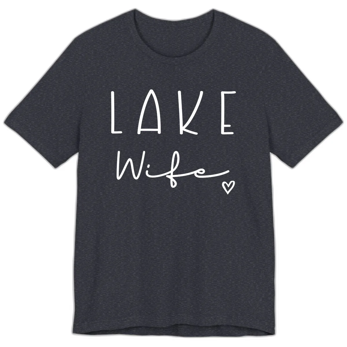 Lake Wife Typography Design Premium T-Shirt in Heather Navy