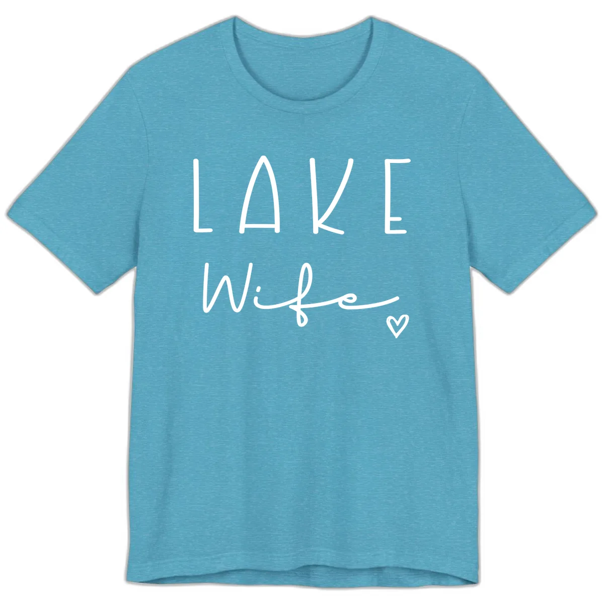 Lake Wife Typography Design Premium T-Shirt in Heather Aqua