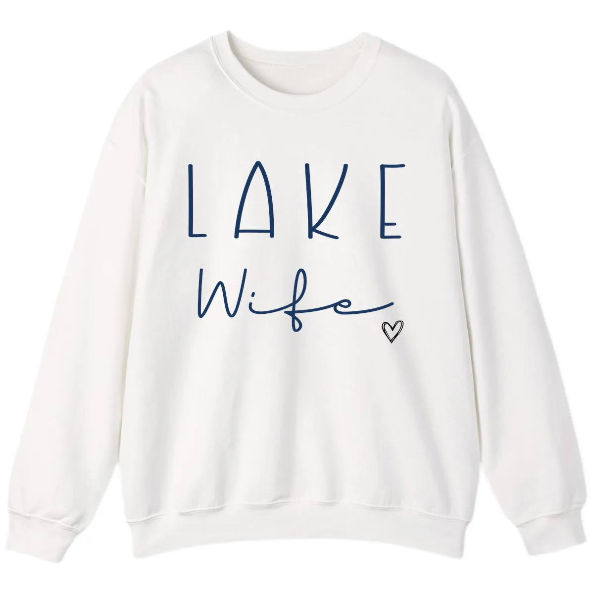 Lake Wife Typography Design Sweatshirt in White