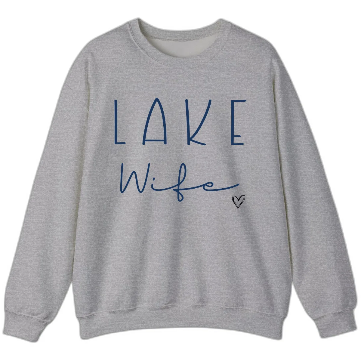 Lake Wife Typography Design Sweatshirt in Sport Grey
