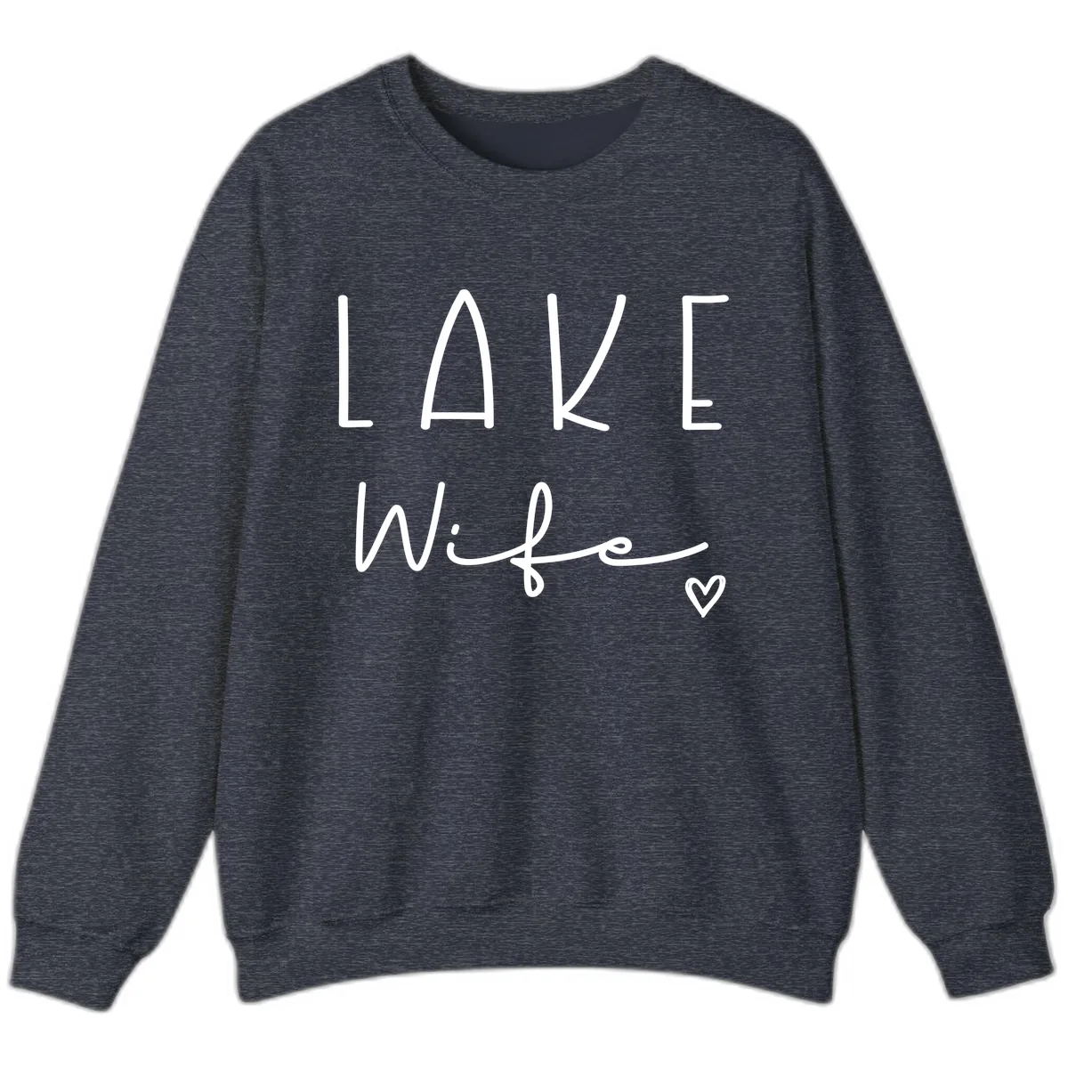Lake Wife Typography Design Sweatshirt in Heather Sport Dark Navy