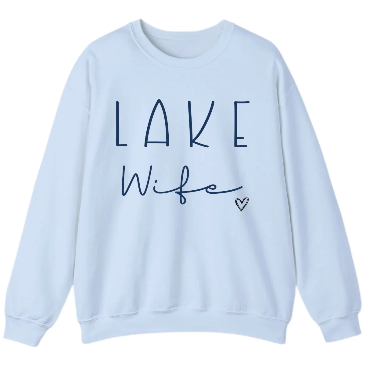 Lake Wife Typography Design Sweatshirt in Light Blue